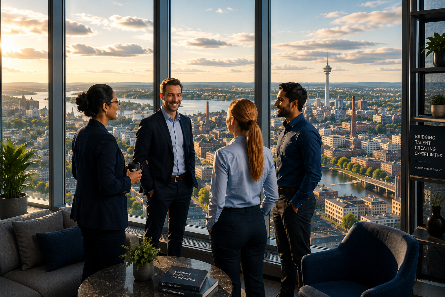 Professionals discussing opportunities